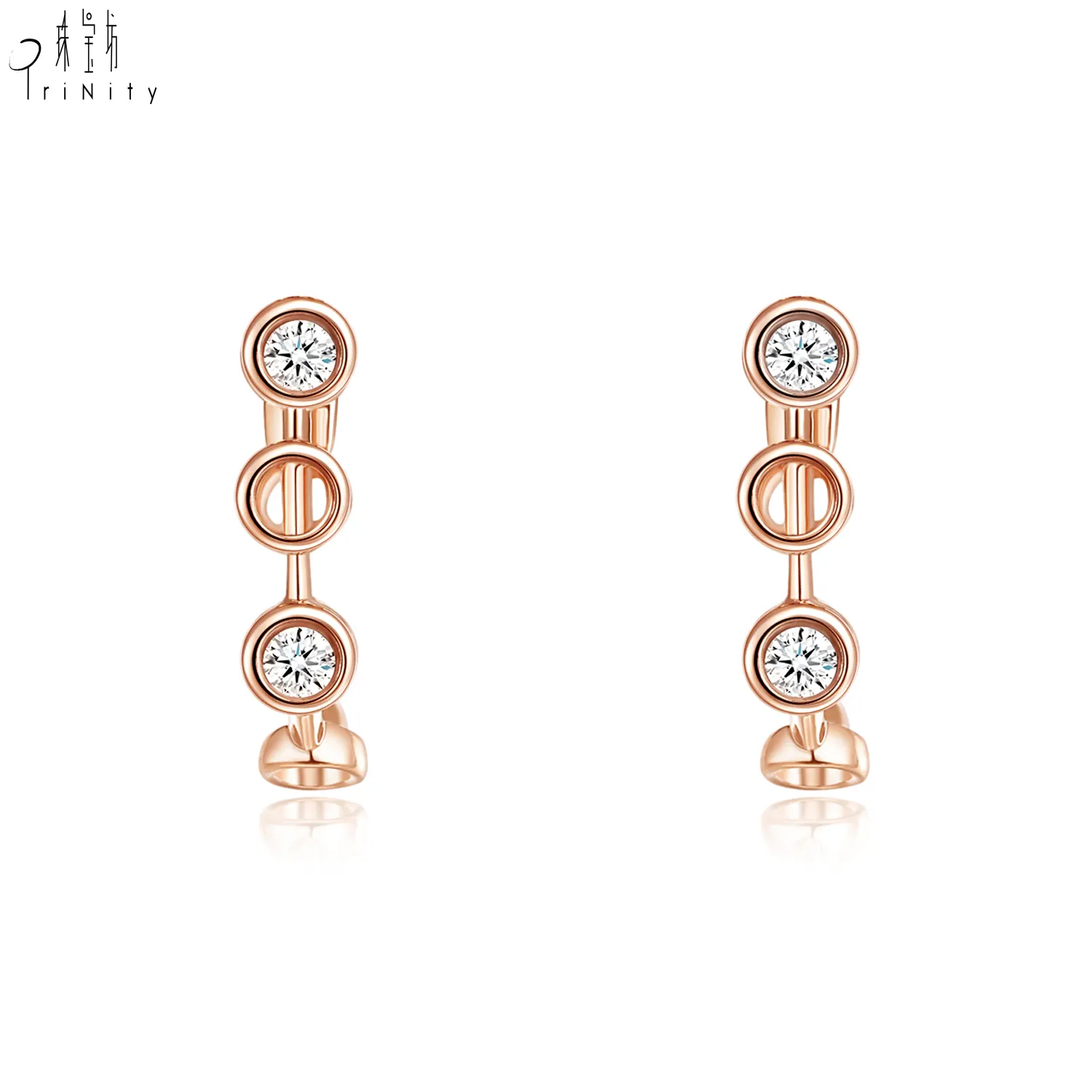 For Women Earring New Arrival Elegant Ladies Jewellery Earrings 18K Rose Gold Real Natural Diamond Earring Stud For Women