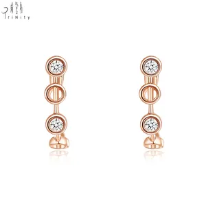 New Arrival Elegant Ladies Jewellery Earrings 18K Rose Gold Real Natural Diamond Earring Stud For Women