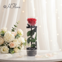 Bouquet de roses éternelles personnalisées pour festival, fleurs préservées, branches de roses immortelles, roses éternelles, boîte cadeau, bouquet de fleurs rose, 50 pièces