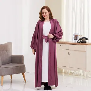 Đầm Khăn Trùm Đầu Hồi Giáo Eid Satin Abaya Mới Nhất Đầm Abaya Thổ Nhĩ Kỳ Hở Tay In Hình Bong Bóng Dubai Áo Cardigan Hồi Giáo Cho Nữ