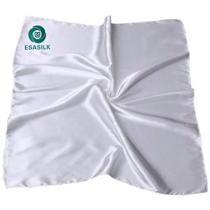 للبيع بالجملة وشاح حريري مربع مربع صغير أبيض بلون سادة حرير للنساء - Product Image 1