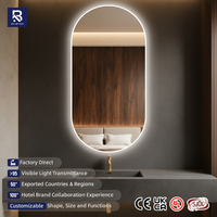 Espejo LED Inteligente Ovalado SAA ETL con Antivaho, Retroiluminado y Regulable, Espejo de Pared para Proyectos Hoteleros, Villas, Salones y Baños