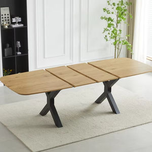 Bàn ăn hình chữ nhật hiện đại phong cách Bắc Âu sang trọng, có thể chuyển đổi & gấp gọn, mặt veneer gỗ sồi, có thể mở rộng & kéo dài, nội thất gia đình - Product Image 1