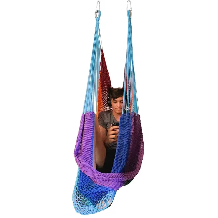 BODI Handmade Cotton Rope Hammock Swing Chair Rainbow Therapy Swing Sensory Swing for Adults and Children