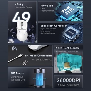 Tấn Công Cá Mập X3 Chuột Trọng Lượng Nhẹ Paw3395 Thích Hợp Cho Máy Tính Xách Tay Văn Phòng Máy Tính E-Trò Chơi Thể Thao Ba Chế Độ Chuột Không Dây - Product Image 5