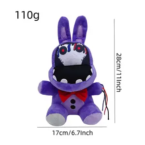 纽星毛绒玩具枯萎紫色兔子粉丝制作邦妮毛绒，游戏玩具礼品动物毛绒，11英寸