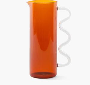 Bán Sỉ Bình Đựng Nước Dạng Sóng Thủy Tinh Màu Hồng Borosilicate Chịu Nhiệt Trang Trí Thổi Theo Yêu Cầu Có Tay Cầm - Product Image 1