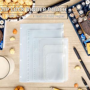 A5/A6/A7 Frosted PVC Zip Lock Planner Pocket File Holder 6 Rings Clear <b>Envelope</b> A6 Binder Insert Cash Loose-leaf Gift - Product Image 2