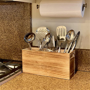 Porte-ustensiles en bois rustique, pour décor de cuisine, ferme, organisateur de comptoir et rangement des outils de cuisine, <span class=keywords><strong>Triple</strong></span> - Product Image 4
