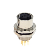 Conector de Enchufe con Brida M12 de 8 Pines Macho/Hembra, Código A, Montaje en Panel PCB, IP67