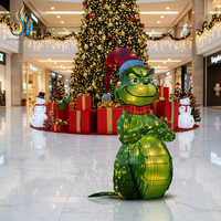 Lanterne LED 3D personnalisée pour festival, figurine de monstre vert avec chapeau de Père Noël pour la décoration de fête de Noël