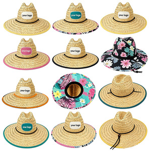 Visière en paille mexicaine personnalisable avec logo pour hommes, femmes, enfants et adultes – Accessoire de plage en paille naturelle pour l'été et les événements musicaux - Product Image 1