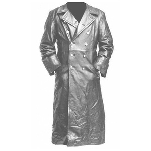 Cappotto in <span class=keywords><strong>Pelle</strong></span> <span class=keywords><strong>Nera</strong></span> Stile Classico Tedesco da Ufficiale della Seconda Guerra Mondiale per Uomo - Product Image 5