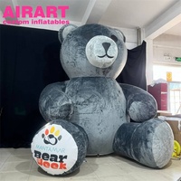 Ours gris en peluche gonflable géant d'extérieur annonçant l'ours en peluche gonflable de ruban à vendre