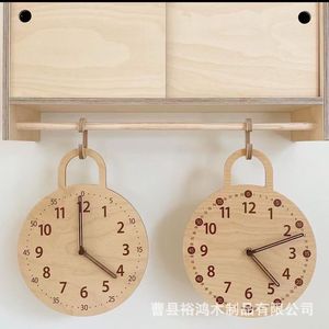 Wooden Wall Clock <b>Round</b> Minimalist Design <b>Battery</b> Powered Quartz Home Decoration Guesthouse Room Ornament - Product Image 1