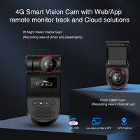 Caméra embarquée 4G LTE avec visualisation à distance, caméra de sécurité pour voiture avec double caméra 1080P avant et intérieure, DashCam avec suivi GPS