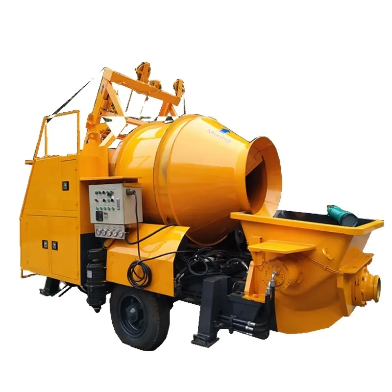 HAMAC Mini Portable Trailer Concrete cement mixer with pump DHTB15 concrete mixers pumps machines