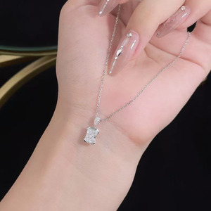Collar con Colgante de Diamante Cultivado en Laboratorio en Oro Blanco de 18K, Joyería Fina y Delicada para Mujer, Cadena con Diamantes - Product Image 5