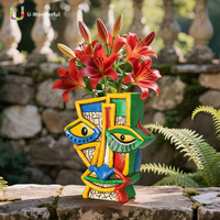 Vase en résine Picasso, motif visage abstrait, pot de fleurs artistique coloré, pot de fleurs créatif, artisanat en résine pour bureau, ornement de décoration intérieure, vente en gros