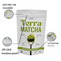 Sachet Doypack en aluminium mat blanc haute barrière avec fermeture zip, étanche, pour poudre de thé vert Matcha, vente en gros