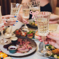 Marcadores de Copas de Vino con Forma de Lazo de Acrílico Rosa, Etiquetas para Bebidas con Forma de Lazo para Decoración de Mesa en Despedidas de Soltera, Bodas y Fiestas de Cócteles