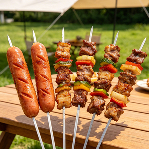 Brochettes <span class=keywords><strong>de</strong></span> barbecue en acier inoxydable <span class=keywords><strong>de</strong></span> 22 cm avec embout à œillet, <span class=keywords><strong>de</strong></span> qualité alimentaire, pour cuisines professionnelles (vente en gros) - Product Image 2