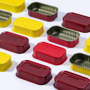 Boîtes de conserve rectangulaires personnalisées de petite taille pour aliments, 125g, vides, pour sardines et thon, avec logo personnalisé et fermeture à anneau. - Product Image 6