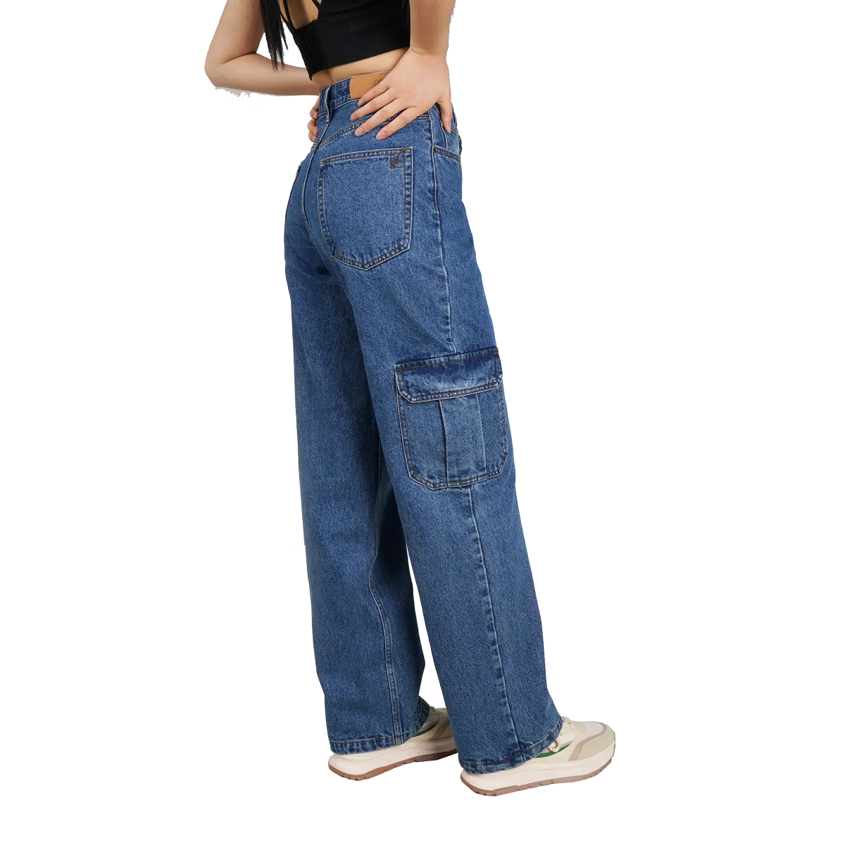 Pantaloni Jeans donna Boyfriend Denim Jean Cargo Pocket Pants Jeans famosi pantaloni personalizzati di marca produzione di abbigliamento da strada