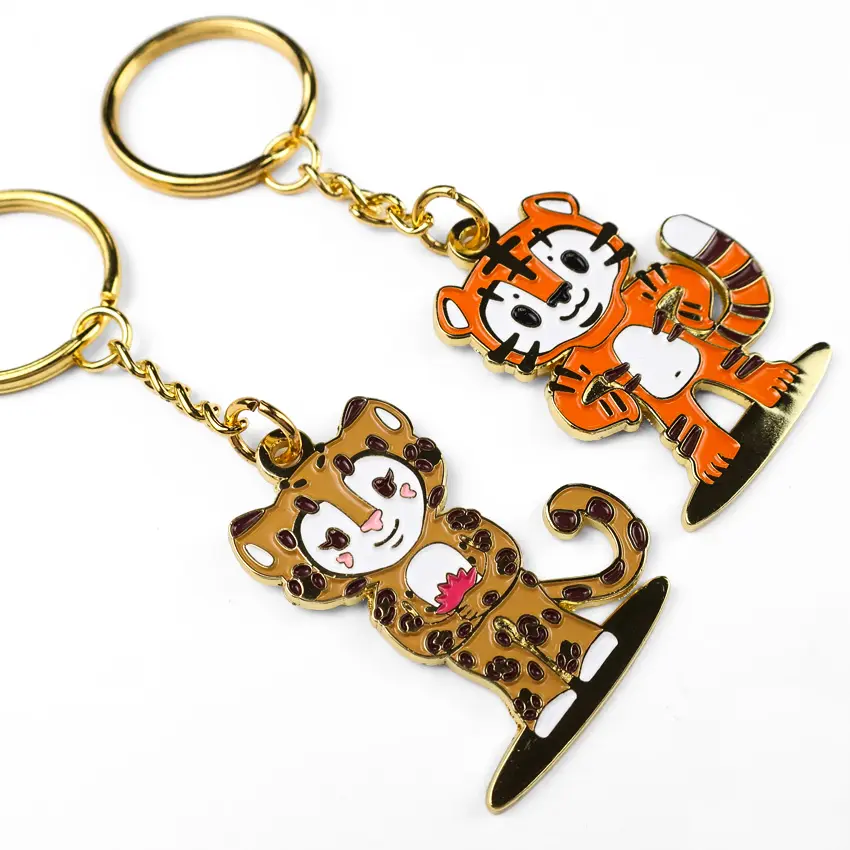 Cheap Custom logo Anime soft Enamel Animal tiger Keychain Metal Pendants Key Chain