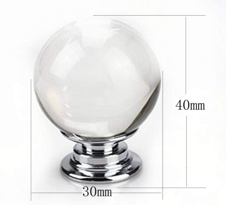 LOT Diameter 30mm Clear Crystal Glass Ball Shaped Cupboard Handles Drawer Knobs Door Knobs for cabinet Home Hardware