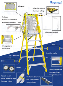 Şantiye için küpeşte ile endüstriyel mobil taşınabilir yalıtımlı fiberglas merdiven platformu portatif merdiven standı - Product Image 2