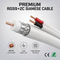 Cable Coaxial RG59+2C con Cubierta de PVC Negro, Precio de Fábrica, Conductor CCA de 0.81mm, Certificado CE/ROHS para Sistemas de CCTV/CATV en Apartamentos