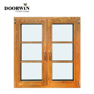 חלון ספק Doorwin באיכות גבוהה נמוך-E הבין זכוכית אלומיניום עץ תור הטיה צרפתית חלון גריל עיצוב