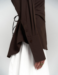 2025 camicia a vita bianca stile europeo primavera estate camicetta a maniche lunghe in puro cotone <span class=keywords><strong>con</strong></span> Top regolabile - Product Image 6