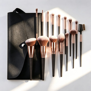 Ensemble de 15 <span class=keywords><strong>pinceaux</strong></span> de maquillage de luxe noir et or, grande taille, poils synthétiques, pour le visage, le blush, les yeux, kit avec logo personnalisé - Product Image 4