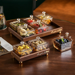 <span class=keywords><strong>Piatto</strong></span> di frutta secca in vetro stile classico con coperchio vassoio Snack eco-friendly per alberghi personalizzabili modello di servire vassoi - Product Image 1