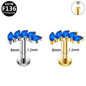 <b>Titanium</b> Plated Flower <b>Stud</b> Earrings 5A Zircon F136 <b>Titanium</b> Alloy Ear Bone Jewelry for Piercing - Product Image 5