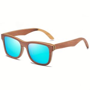 Lunettes de soleil polarisées en bois personnalisées avec logo, marron superposé, carrées, pour skateboard, pour femmes et hommes, vente en gros - Product Image 5