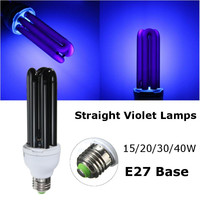 Ampoule UV E27 20W 30W AC220V droite à faible consommation d'énergie, fluorescente, lumière noire, pour détection violette