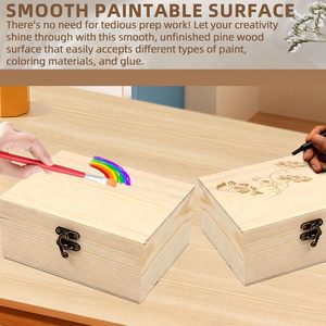 Boîte de rangement pour bijoux en bois massif avec fermoir métallique pour montres, lunettes et accessoires, finition naturelle, organisateur de bureau, cadeau - Product Image 3