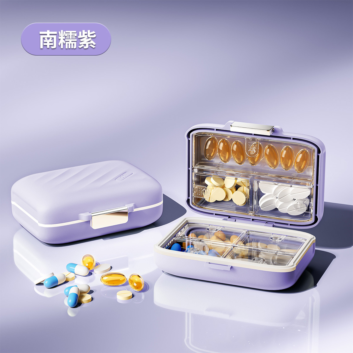 Frosted Medicine Box [Nannuo Purple 7-Compartment]
