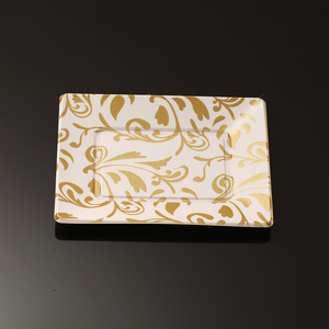 XUELI Party Catering Recubierto Durable Snack Fruit Bandejas Vajilla desechable Colorido Impreso Rectangular Platos <span class=keywords><strong>de</strong></span> plástico - Product Image 1