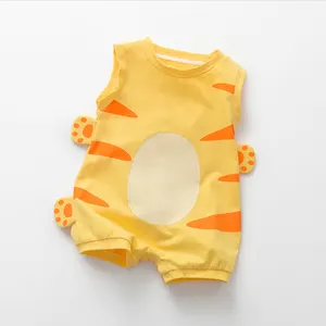 פעוט קיץ בגד גוף ללא שרוולים ילדים מצויר כותנה רומפרס סרבל בגדי תינוק סרבל