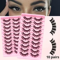 Vente chaude variété de faux cils épais 10 paires de faux cils de style naturel bouclés russes 20mm ensemble de faux cils
