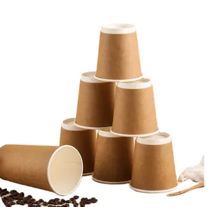 China Supplier 4oz 8oz 12oz 16oz Wholesale Double Wall Kraft Paper Cup with Lid for Hot Drink Coffee Tea