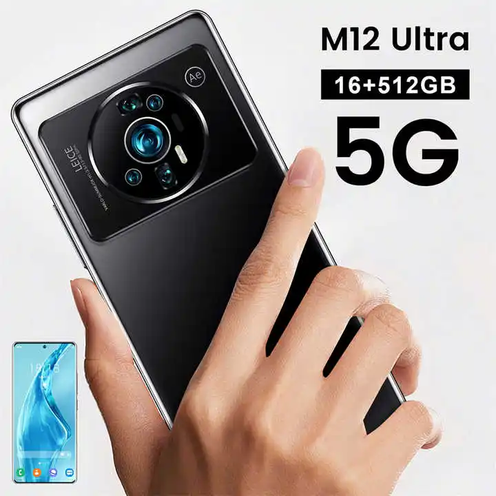 Neuankömmling Handy M12 Ultra 16GB 1T Original-Handys mit GPS BT WiFi Android 4G 5G Global entsperrtes Smartphone