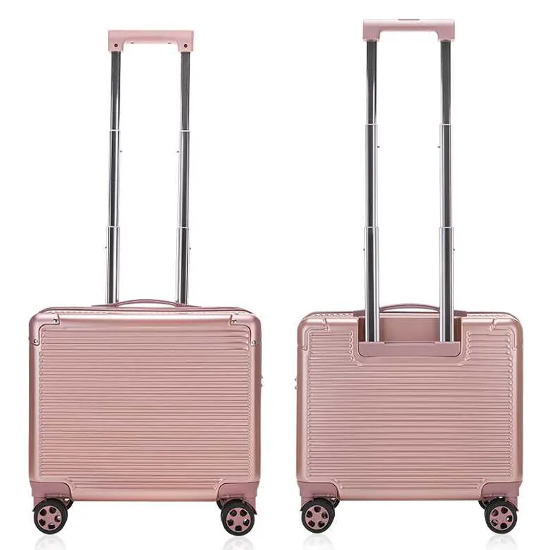 Алюминиевый мини-чемодан на колесиках для ПК, розовый винтажный чемодан для багажа