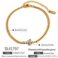 Set Gelang Ilona Trendy Flower Cross Charm Berlapis Emas 18K Bahan Stainless Steel Anti Luntur Mutiara Dapat Ditumpuk Gelang Mungil Hadiah Wanita