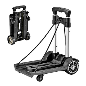 Small Folding <strong>Hand</strong> Truck <strong>Dolly</strong> 4-<strong>Wheel</strong> Foldable Shopping Cart Lightweight Aluminum Collapsible Trolley 40KG Capacity OEM Tools - Product Image 1
