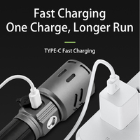 Lampe torche tactique rechargeable haute puissance, zoom LED, avec lumière latérale UV, indicateur de batterie, type C, pour le camping et les situations d'urgence